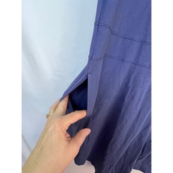Toad & Co Womens Med Blue Fit and Flare Sleeveless Knit Summer Athleisure Dress - Picture 9 of 9